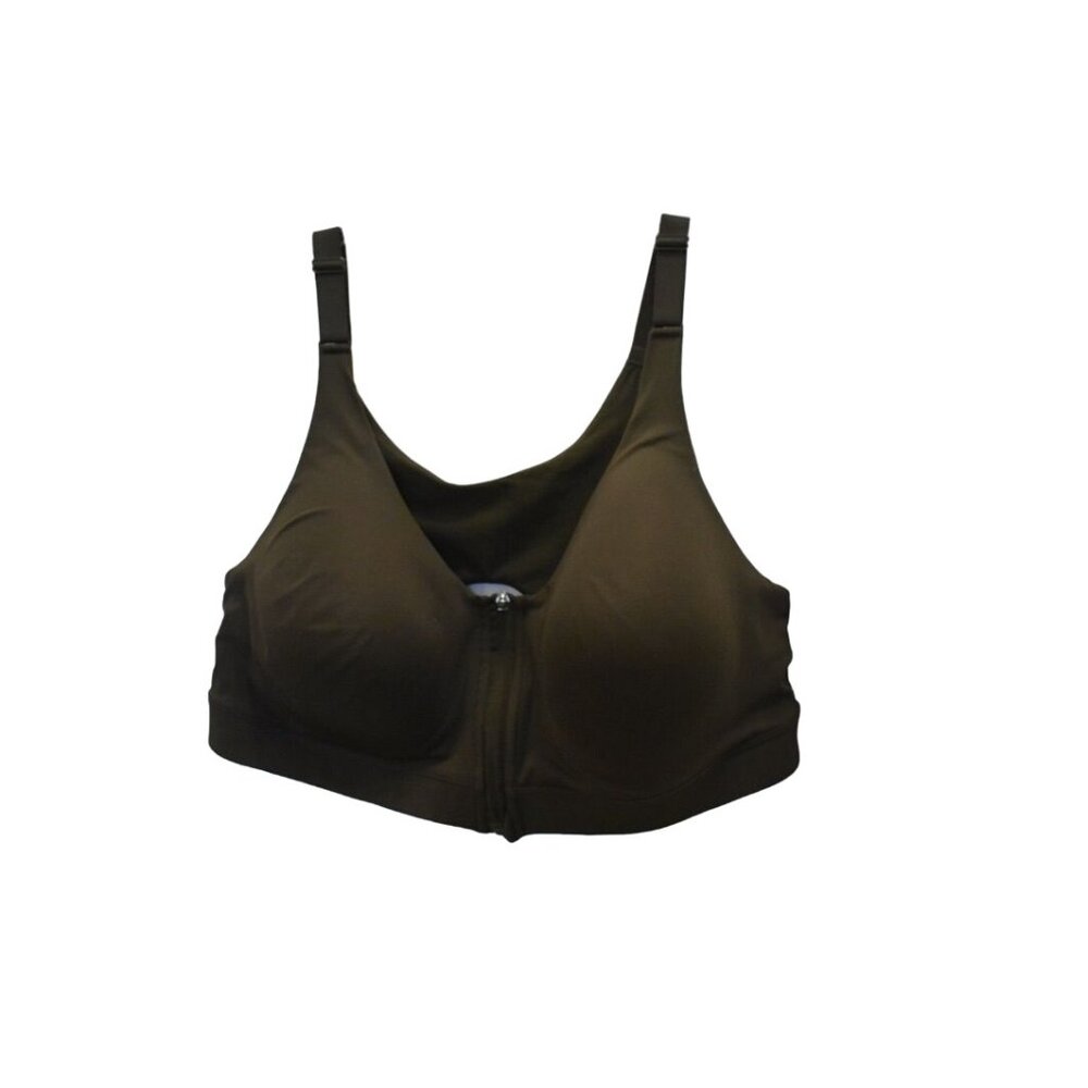 New Old Navy Power Soft Gray Padded Zip Front Sports Bra Size 42DD